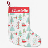 Kleine kerstboom met rode auto kleine kerstsok (Voorkant)