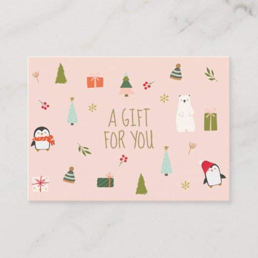 Kleine kerstcadeaubon visitekaartje (Voorkant)