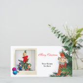 Kleine Kerstelf met versieringen Feestdagenkaart (Staand voorkant)