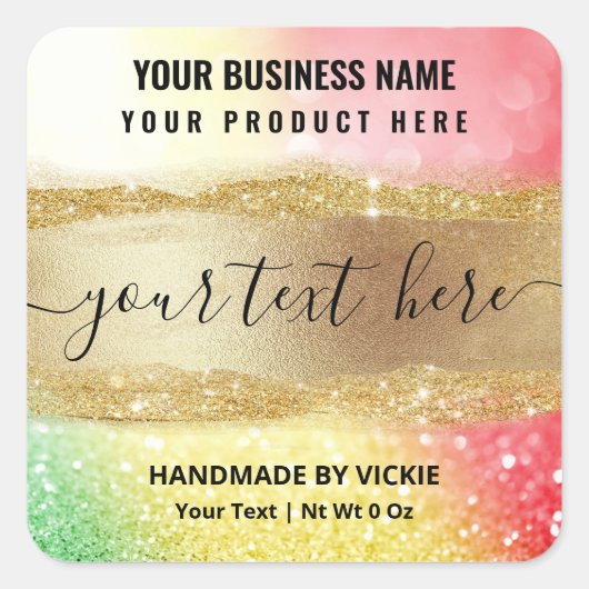 Kleine kerstetiketten met rood groen product vierkante sticker (Voorkant)