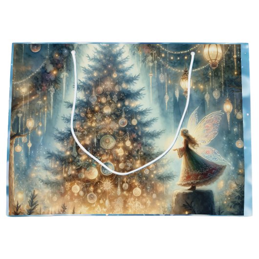 Kleine kerstfee in een betoverd bos groot cadeauzakje (Voorkant)