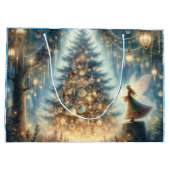 Kleine kerstfee in een betoverd bos groot cadeauzakje (Achterkant)