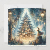 Kleine kerstfee in een betoverd bos kaart (Voorkant)