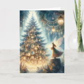 Kleine kerstfee in een betoverd bos kaart (Voorkant)