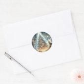 Kleine kerstfee in een betoverd bos ronde sticker (Envelop)