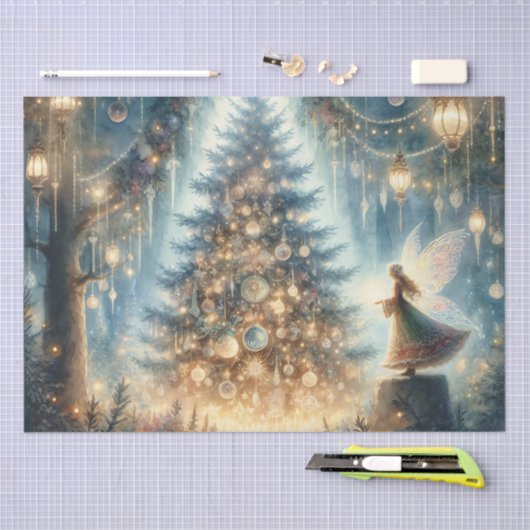 Kleine kerstfee in een betoverd bos tissuepapier (Craft)