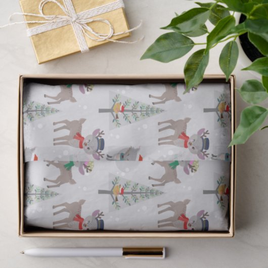 Kleine kerstfeestboer Deer Tissuepapier (Geschenk)