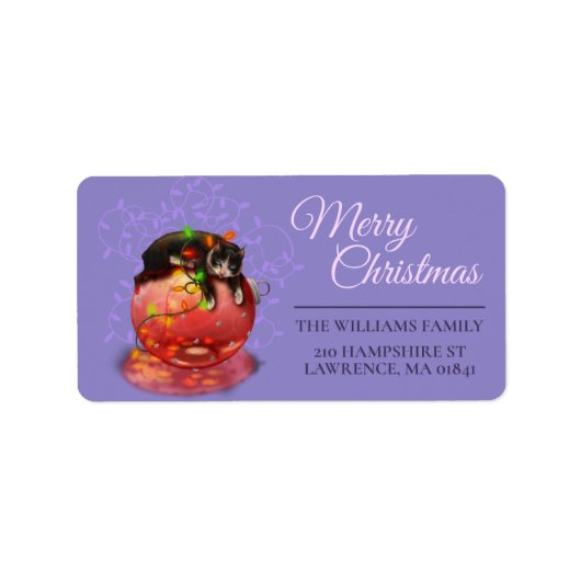 Kleine kerstkat Lights Garland Winter Magic Etiket (Voorkant)