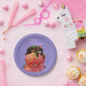 Kleine kerstkat Lights Garland Winter Magic Papieren Bordje (Feest)