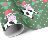 Kleine kerstKoeien en Holly Cadeaupapier (Rol Hoek)