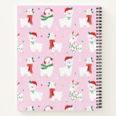 Kleine kerstlama's met lichtroze licht notitieboek (Achterkant)