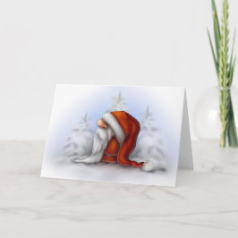 Kleine kerstman in de sneeuw feestdagen kaart