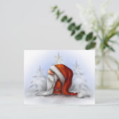 Kleine kerstman in de sneeuw feestdagenkaart (Staand voorkant)