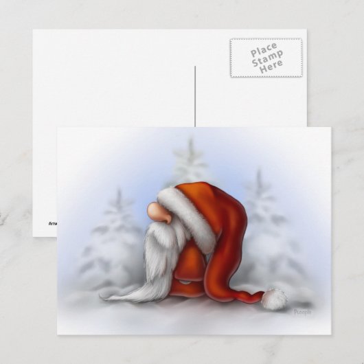 Kleine kerstman in de sneeuw feestdagenkaart (Voorkant / Achterkant)