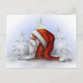 Kleine kerstman in de sneeuw feestdagenkaart