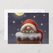 Kleine kerstman in een schoorsteen feestdagenkaart (Voorkant / Achterkant)