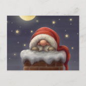 Kleine kerstman in een schoorsteen feestdagenkaart (Voorkant)