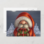 Kleine kerstman met een cadeau feestdagenkaart (Voorkant / Achterkant)