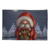 Kleine kerstman met een cadeau kussensloop (Achterkant)