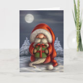 Kleine Kerstman met een gift Feestdagen Kaart (Voorkant)