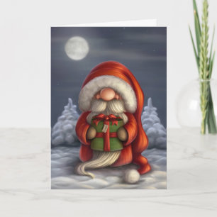 Kleine Kerstman met een gift Feestdagen Kaart