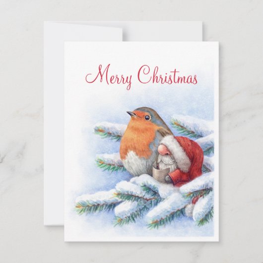 Kleine Kerstman met een rode rover Feestdagenkaart (Voorkant)