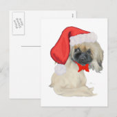 Kleine Kerstman Pekingees Feestdagenkaart (Voorkant / Achterkant)