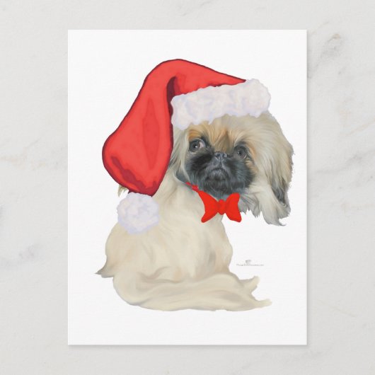 Kleine Kerstman Pekingees Feestdagenkaart (Voorkant)