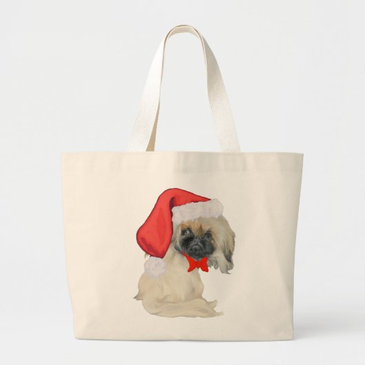 Kleine Kerstman Pekingees Grote Tote Bag (Voorkant)