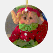 Kleine kerstmeisjes elf keramisch ornament (Voorkant)