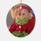 Kleine kerstmeisjes elf keramisch ornament (Links)