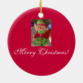 Kleine kerstmeisjes elf keramisch ornament (Achterkant)
