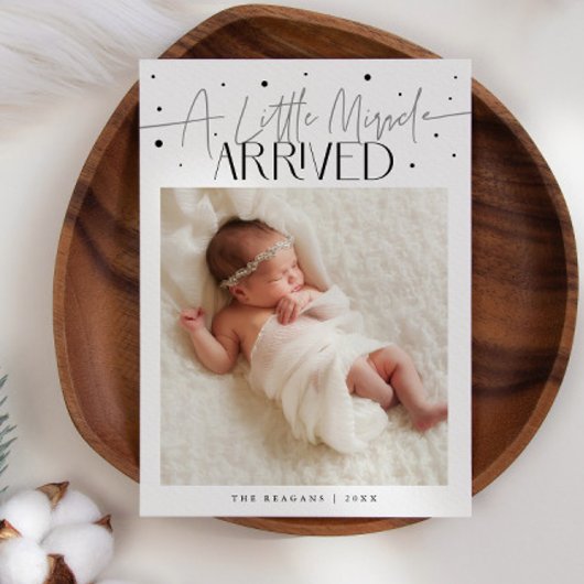 Kleine Kerstmirakel Witte Foto Geboorte  Aankondiging