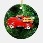 Kleine Kerstmis Rode Ophaalwagen Ornament (Voorkant)