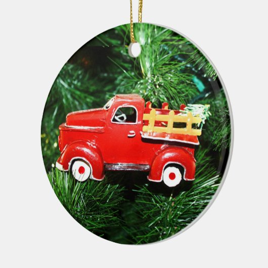 Kleine Kerstmis Rode Ophaalwagen Ornament (Links)