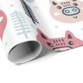 Kleine kerstpiggies | Festive Thaise Varkens Cadeaupapier (Rol Hoek)