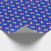 Kleine kerstpinguins Cute Childrens Blue Cadeaupapier (Hoek)