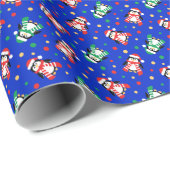 Kleine kerstpinguins Cute Childrens Blue Cadeaupapier (Rol Hoek)