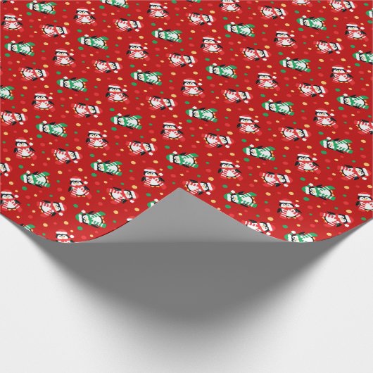 Kleine kerstpinguïns met jute kinderen cadeaupapier (Hoek)