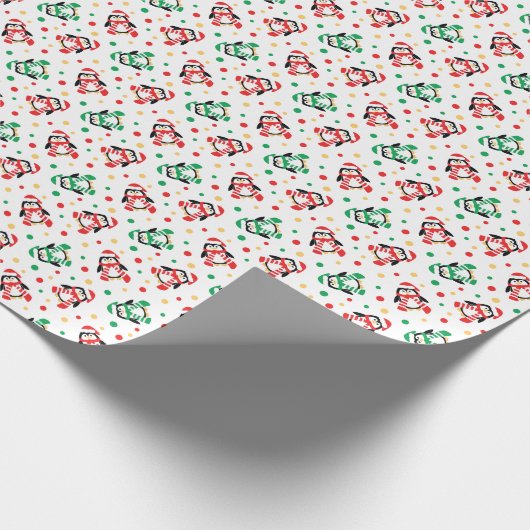 Kleine kerstpinguïns met jute kinderen cadeaupapier (Hoek)