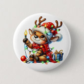 Kleine kerstrenrendiertje ronde button 5,7 cm (Voorkant)