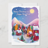 Kleine kerststad in de bergen personaliseren feestdagenkaart (Voorkant)