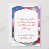 Kleine kerststad in de bergen personaliseren feestdagenkaart (Achterkant)