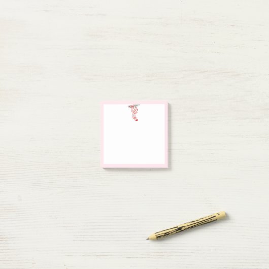 Kleine kerststookolie Pastel Pink Holiday Post-it® Notes (Op bureau)