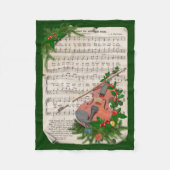 Kleine Kerstviool  Bladmuziek Fleece Deken (Voorkant)
