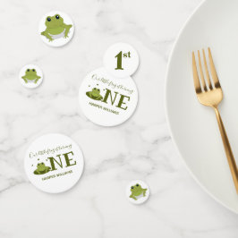 Kleine kikker die één staartdier voor de eerste ge confetti