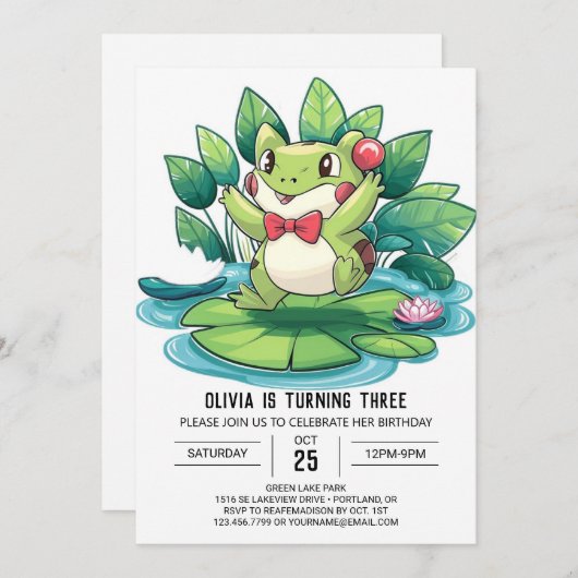  kleine kikker digitale verjaardag kaart (Voorkant / Achterkant)