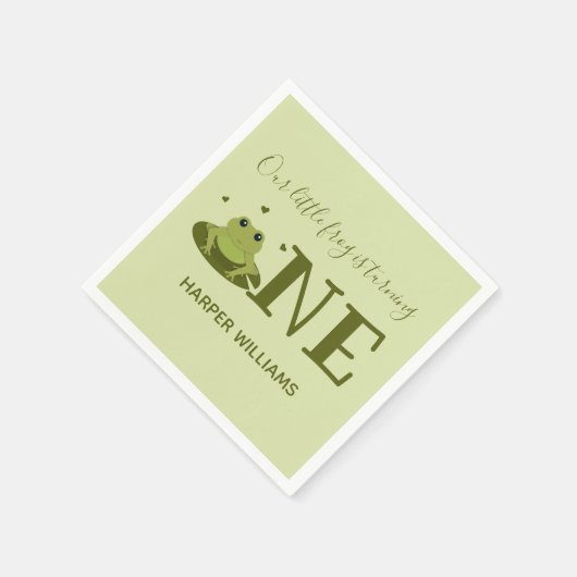 Kleine Kikker Draaien Een Schattig Dier 1e Verjaar Servet (Hoek)