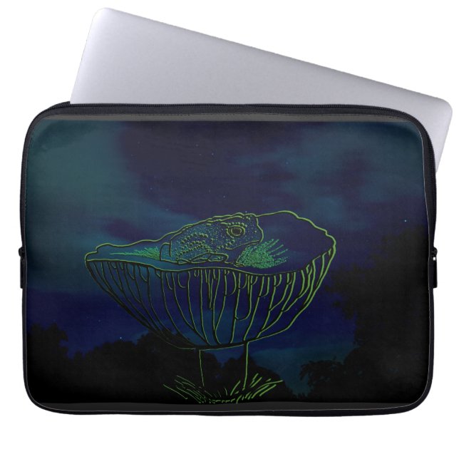 Kleine kikker in een paddenstoel laptop sleeve (Voorkant)
