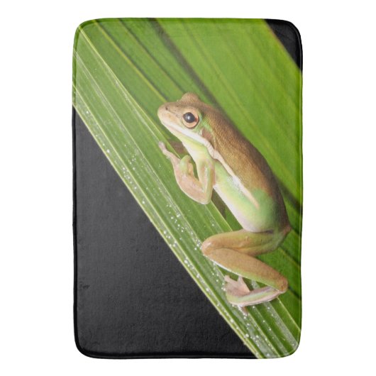 Kleine kikker op een blad badmat (Voorkant Verticaal)